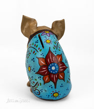 Load image into Gallery viewer, Pig w/mascara happy turquoise 10&quot;x6&quot;