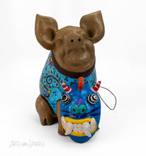Load image into Gallery viewer, Pig w/mascara happy turquoise 10&quot;x6&quot;